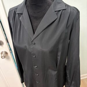 Vintage Chaus Black Button Front Blouse Made in Hong Kong
